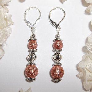 Peach Orange Druzy Earrings Set Handmade NWT 4170